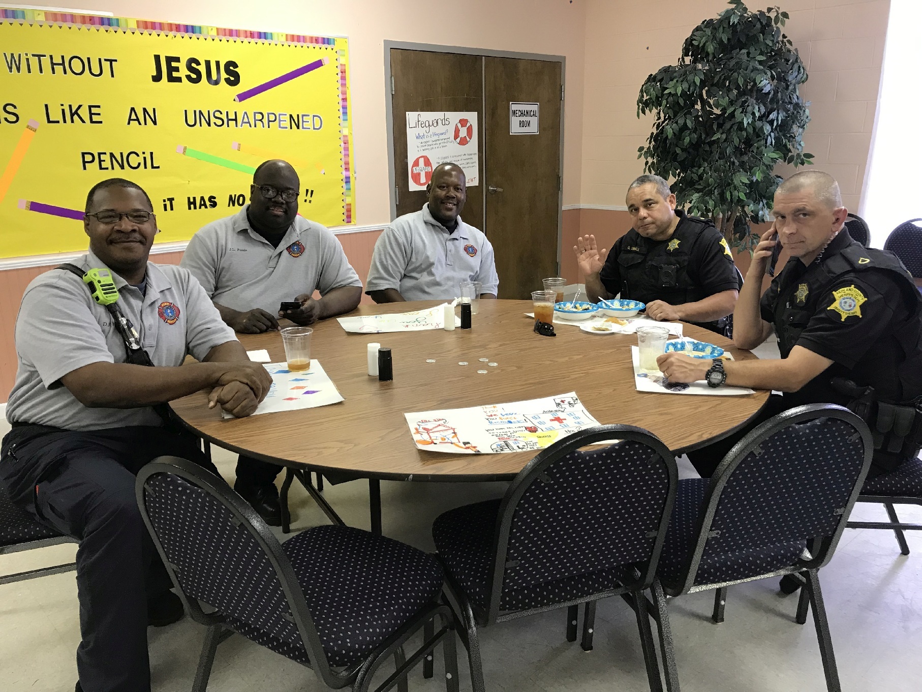 First Responders Deputy Sheriffs enjoying our buffet 0540